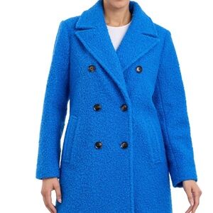 NEW BCBGeneration Women's Double Breasted Boucle M Royal Blue Pea coat BCBG‎